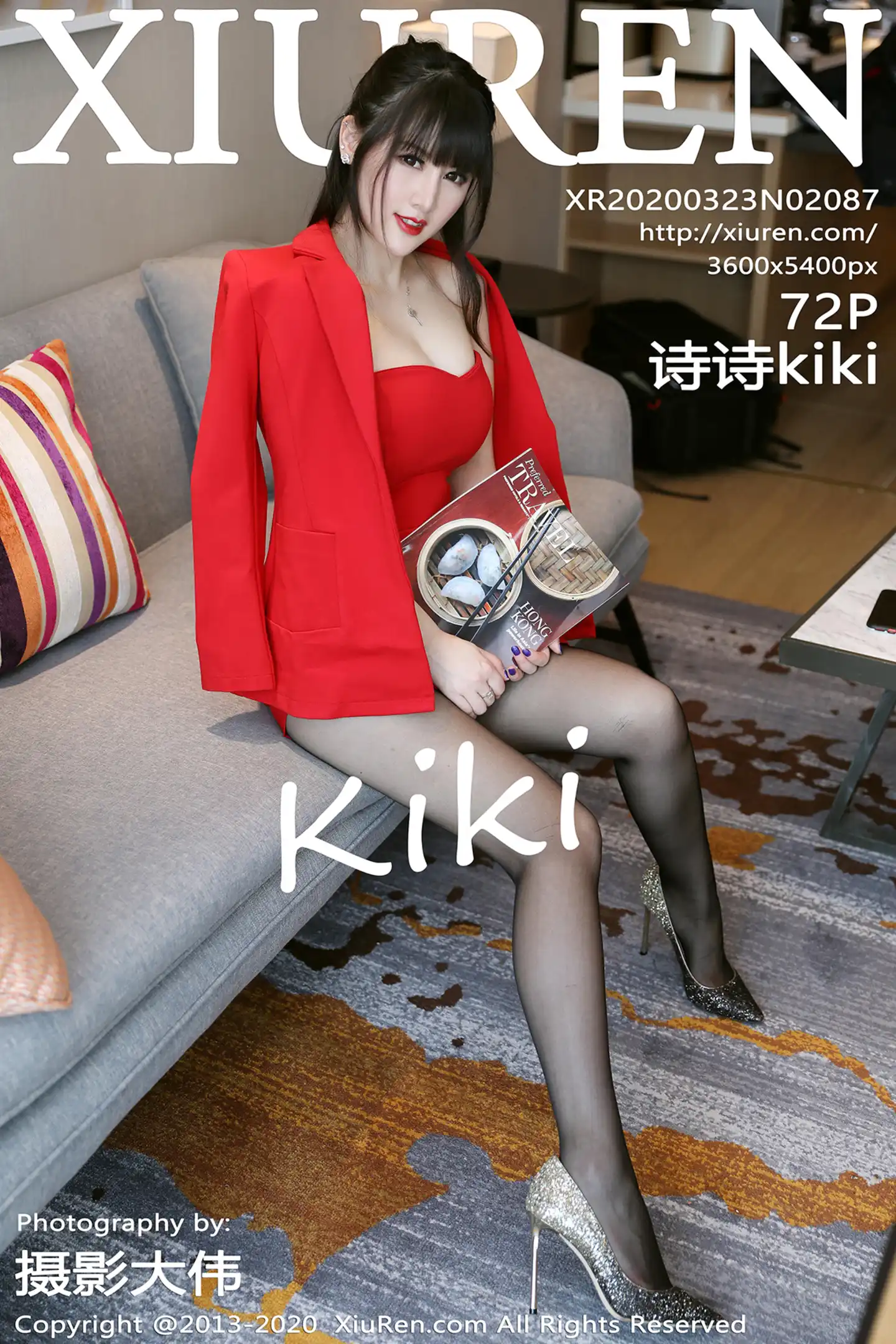 [XiuRen秀人网]VOL.2087 嫩模诗诗kiki私房红色连身裙配无内黑丝裤袜秀翘臀诱惑写真72P-秀人网官方网站